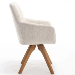 Wohnen Armlehnenstuhl in Creme Strukturstoff - Crystoga (2er Set)