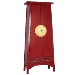 Online Wohnen Asia Design Schrank in Rot Massivholz - Iscian