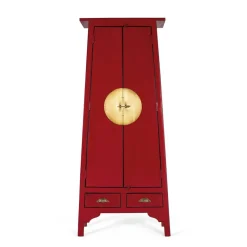 Online Wohnen Asia Design Schrank in Rot Massivholz - Iscian