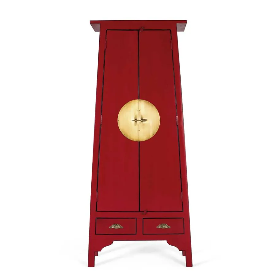 Online Wohnen Asia Design Schrank in Rot Massivholz - Iscian