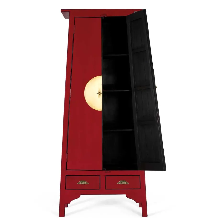 Online Wohnen Asia Design Schrank in Rot Massivholz - Iscian