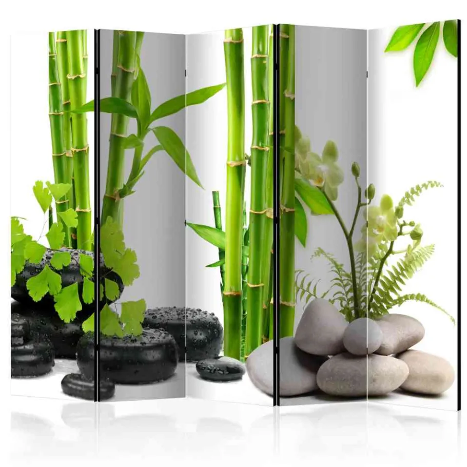 Outlet Wohnen Asian Style Paravent Bambus & Kiesel - Zoom