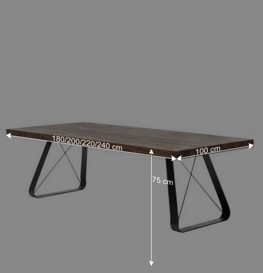 New Wohnen Asteiche Industrial Tisch mit Stahl Gestell - Ventida
