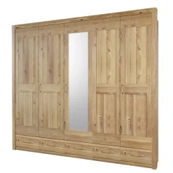 Best Wohnen Asteiche Schlafzimmerschrank mit Spiegel - 5-türig - Zamron