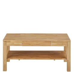 Outlet Wohnen Asteiche Sofatisch mit Schublade und Ablage - Hoxtona