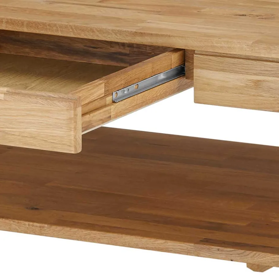 Outlet Wohnen Asteiche Sofatisch mit Schublade und Ablage - Hoxtona