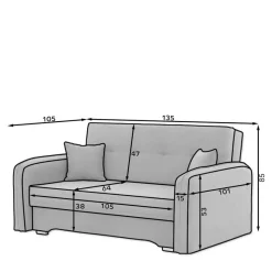 Wohnen Ausklappbares Sofa mit Bonell Federkern - Franatico