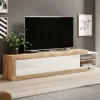 Sale Wohnen Ausziehbares TV Lowboard in Weiß Hochglanz - Milvara