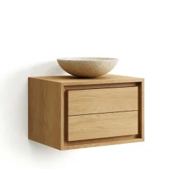 Sale Wohnen Bad Hänge-Waschtisch aus Massivholz Teak - Reddnas