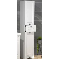 New Wohnen Bad Hochschrank in Weiß - 35x180x32 cm - Akira
