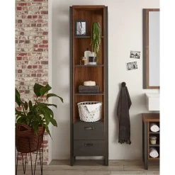 Online Wohnen Bad Hochschrank Regal - 4 Fächer & 2 Schubladen - Forawas