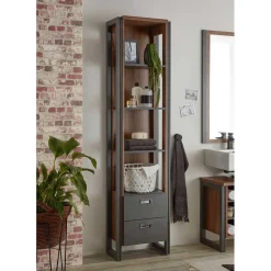 Online Wohnen Bad Hochschrank Regal - 4 Fächer & 2 Schubladen - Forawas