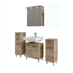 Best Wohnen Bad Kompletteinrichtung in Holzoptik - Lemi (vierteilig)