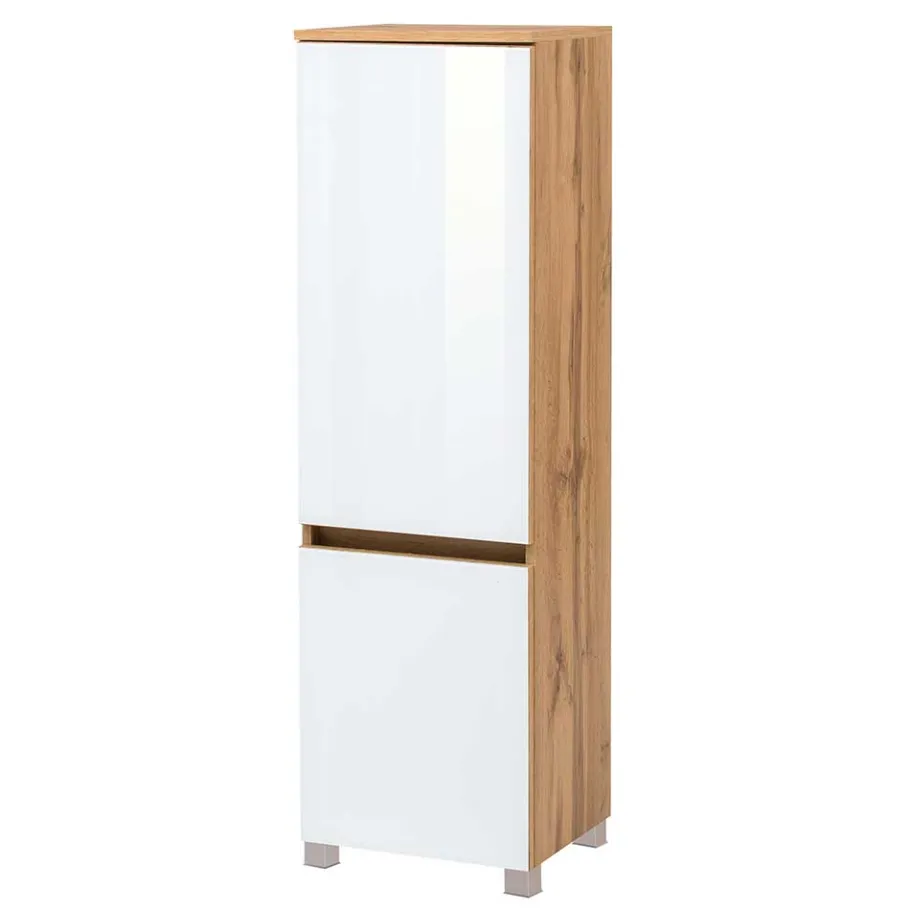 Best Wohnen Bad Midischrank in Weiß Glas & Wildeiche - Vrendina