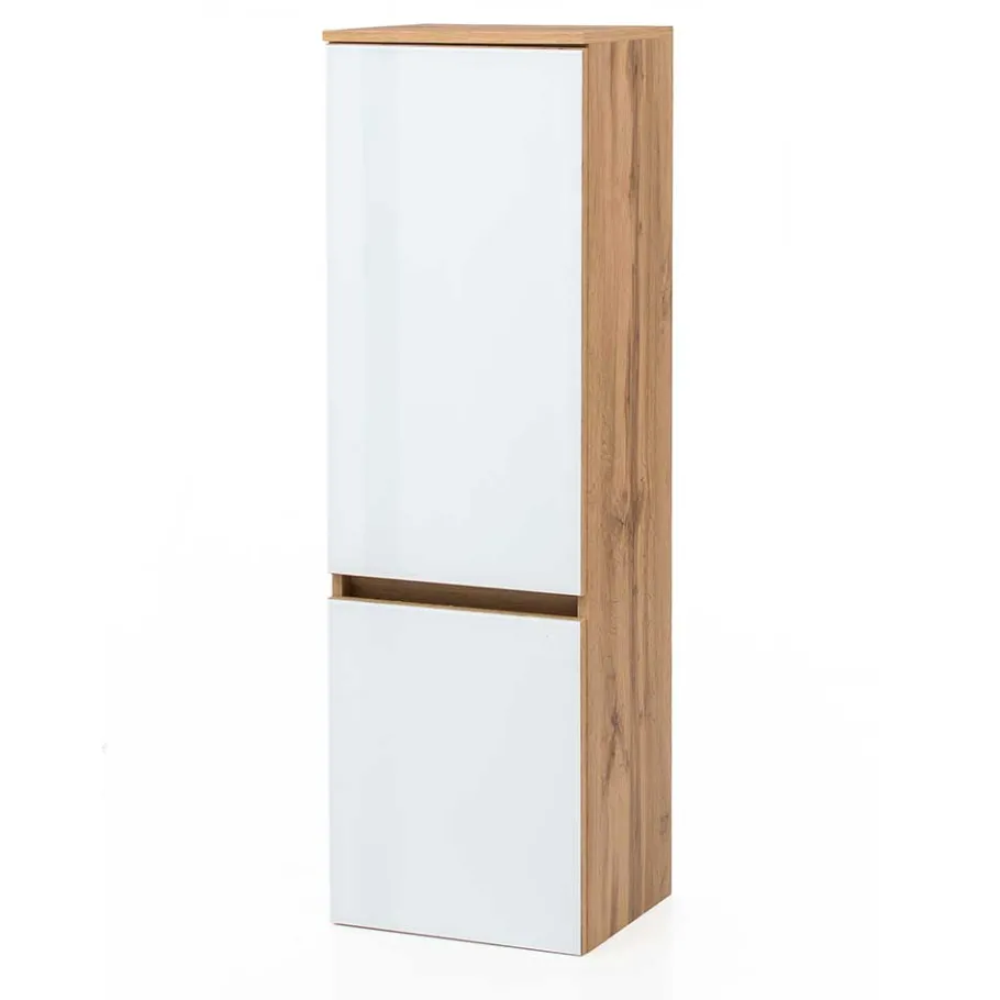 Best Wohnen Bad Midischrank in Weiß Glas & Wildeiche - Vrendina