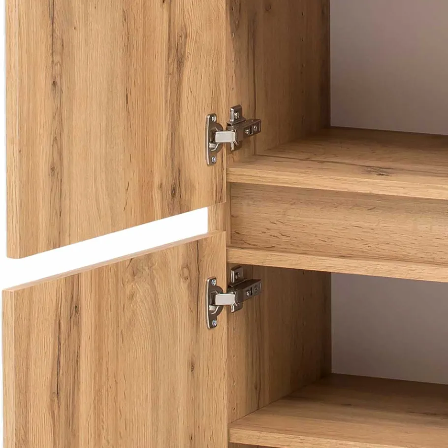 Best Wohnen Bad Midischrank in Weiß Glas & Wildeiche - Vrendina