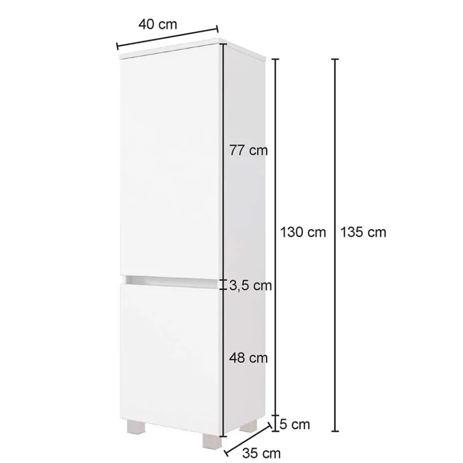 Best Wohnen Bad Midischrank in Weiß Glas & Wildeiche - Vrendina