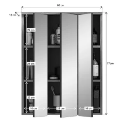 Outlet Wohnen Bad Oberschrank mit Spiegeltüren 60 cm breit - Depart