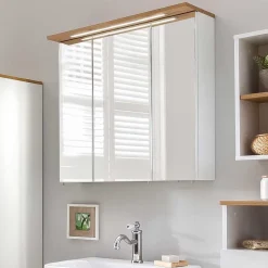 Sale Wohnen Bad Spiegelschrank in Weiß Glanz & Eiche - Utiona
