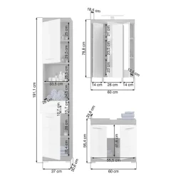 Sale Wohnen Bad Waschplatz & Highboard & Hochschrank - Nancys (vierteilig)