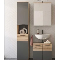 Best Wohnen Bad Waschplatz mit Hochschrank Set - Depart (dreiteilig)