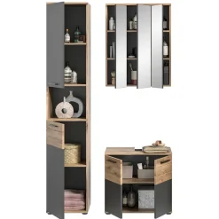 Best Wohnen Bad Waschplatz mit Hochschrank Set - Depart (dreiteilig)