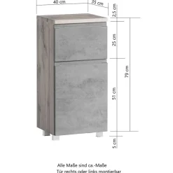 Best Wohnen Badeinrichtung Set in Beton Optik - Mia (vierteilig)