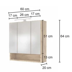 Sale Wohnen Badezimmer 3D Spiegelschrank in Holz Nachbildung - Lemnas