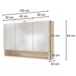 Sale Wohnen Badezimmer 3D Spiegelschrank in Holz Nachbildung - Lemnas