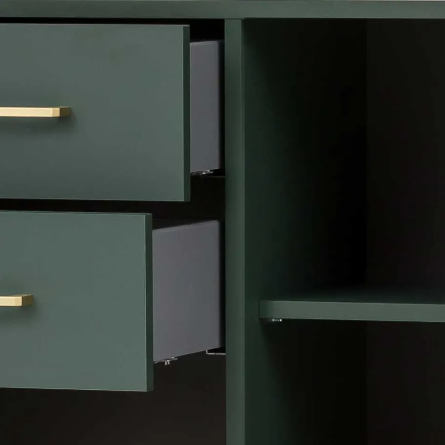 Hot Wohnen Badezimmer Highboard in Dunkelgrün & Gold - Aqua