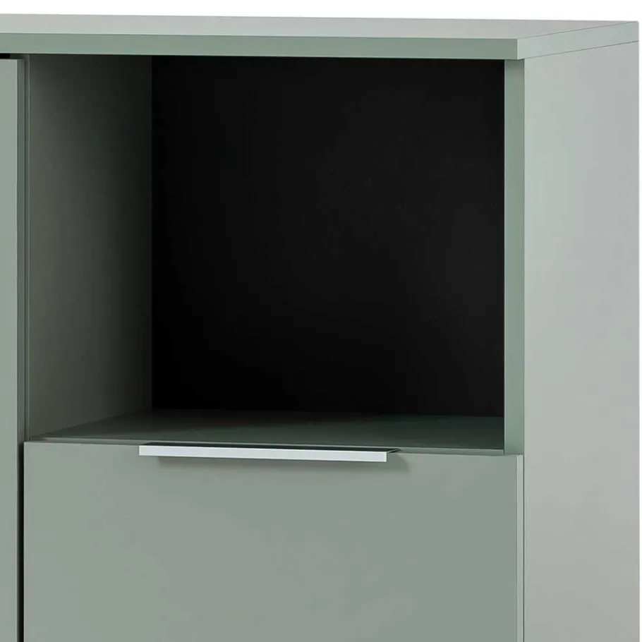 Best Wohnen Badezimmer Highboard in Graugrün und Eiche - Liz
