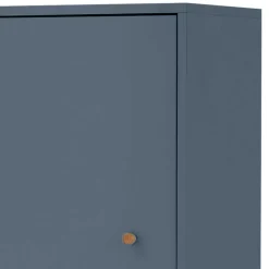 Discount Wohnen Badezimmer Hochschrank in Petrol Blau & Eiche - Matrera