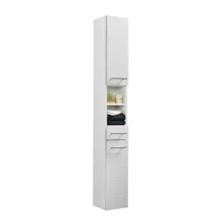 Clearance Wohnen Badezimmer Hochschrank Veverino in Hochglanz Weiß
