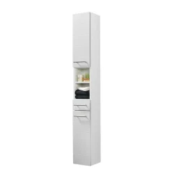 Clearance Wohnen Badezimmer Hochschrank Veverino in Hochglanz Weiß