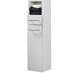 Clearance Wohnen Badezimmer Hochschrank Veverino in Hochglanz Weiß