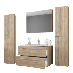 Clearance Wohnen Badezimmer in Holznachbildung Sonoma-Eiche - Caleena (vierteilig)