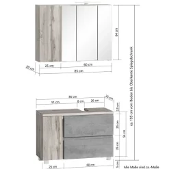 Clearance Wohnen Badezimmer Schrankset modern - Mia (dreiteilig)