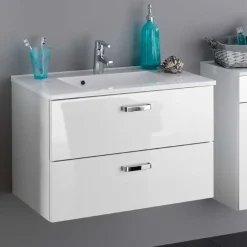 Best Wohnen Badezimmer Set Sagunis in Weiß Hochglanz (fünfteilig)