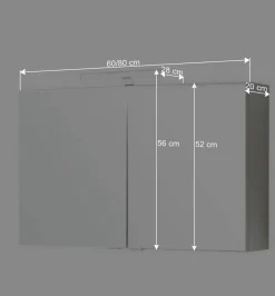 Discount Wohnen Badezimmer Spiegelschrank Tymos mit LED Beleuchtung