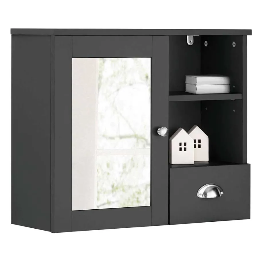 New Wohnen Badezimmer Spiegelschrank 1-türig & Schublade & Fächer - Zenca