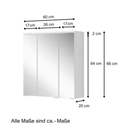 Discount Wohnen Badezimmer Spiegelschrank in 60cm oder 80cm Breite - Vohdan