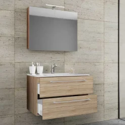 Outlet Wohnen Badezimmer Waschplatz Set mit LED - Caleena (zweiteilig)