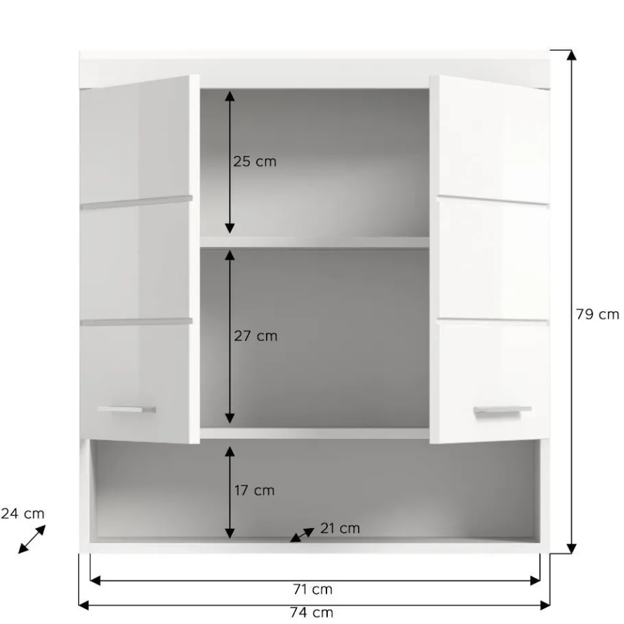 Wohnen Badezimmer-Hängeschrank mit Doppeltür - Henriette
