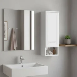 Outlet Wohnen Badezimmer-Hängeschrank Nina in Hochglanz Weiß