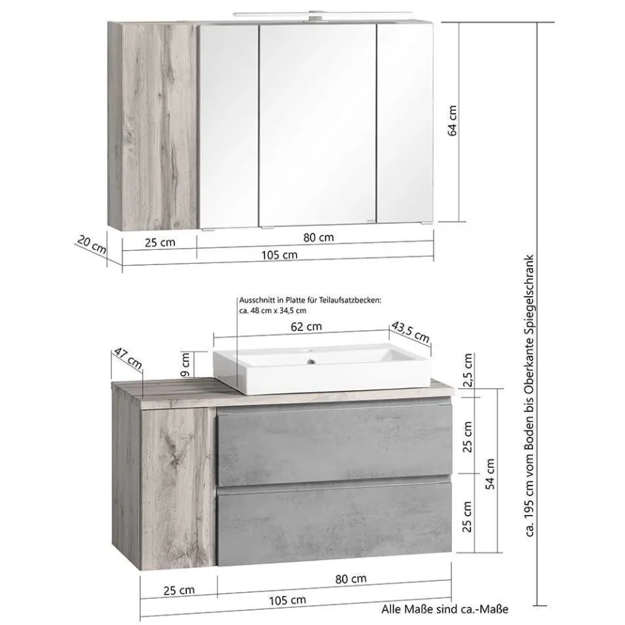 Sale Wohnen Badezimmermöbel Block Set - Jambi (vierteilig)