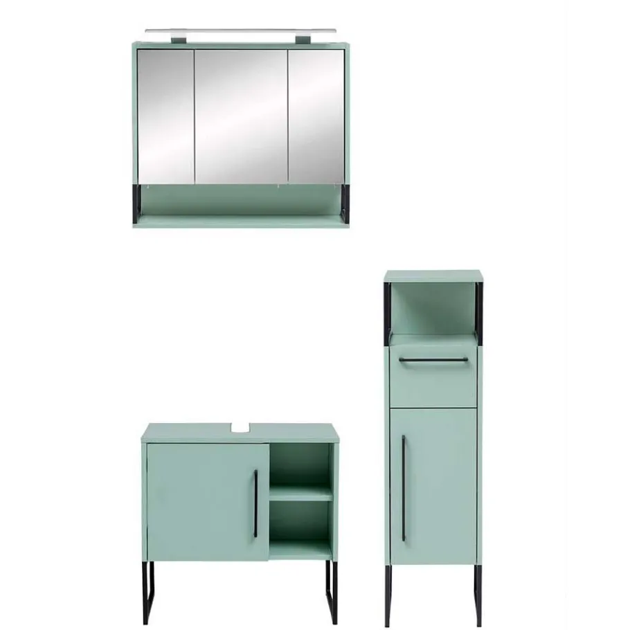 New Wohnen Badezimmermöbel Kombi in Mint mit Anthrazit - Esdrus (dreiteilig)