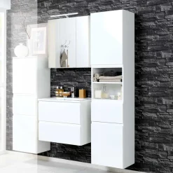 Outlet Wohnen Badezimmermöbel Set Concetada mit 3D Spiegelschrank (dreiteilig)