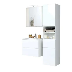 Outlet Wohnen Badezimmermöbel Set Concetada mit 3D Spiegelschrank (dreiteilig)