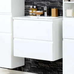 Outlet Wohnen Badezimmermöbel Set Concetada mit 3D Spiegelschrank (dreiteilig)