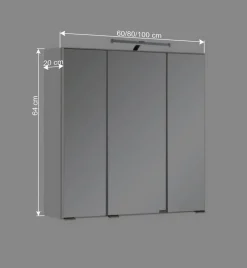 Outlet Wohnen Badezimmermöbel Set Concetada mit 3D Spiegelschrank (dreiteilig)